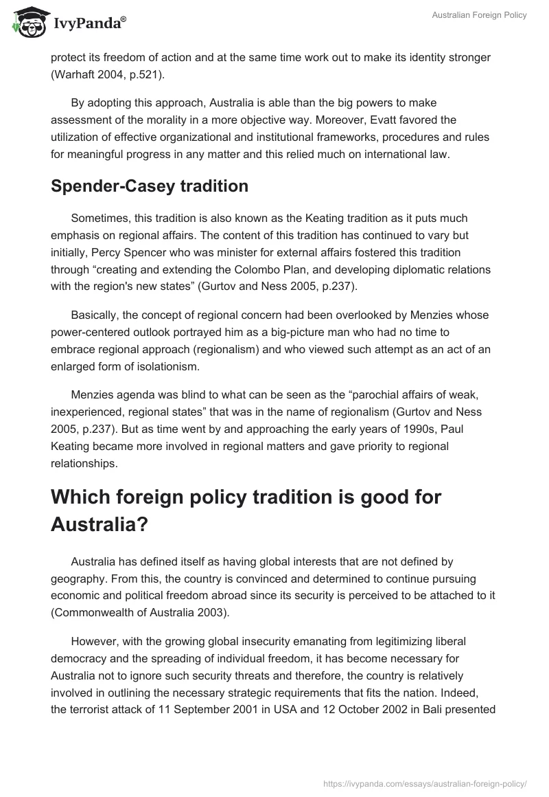 Australian Foreign Policy. Page 4
