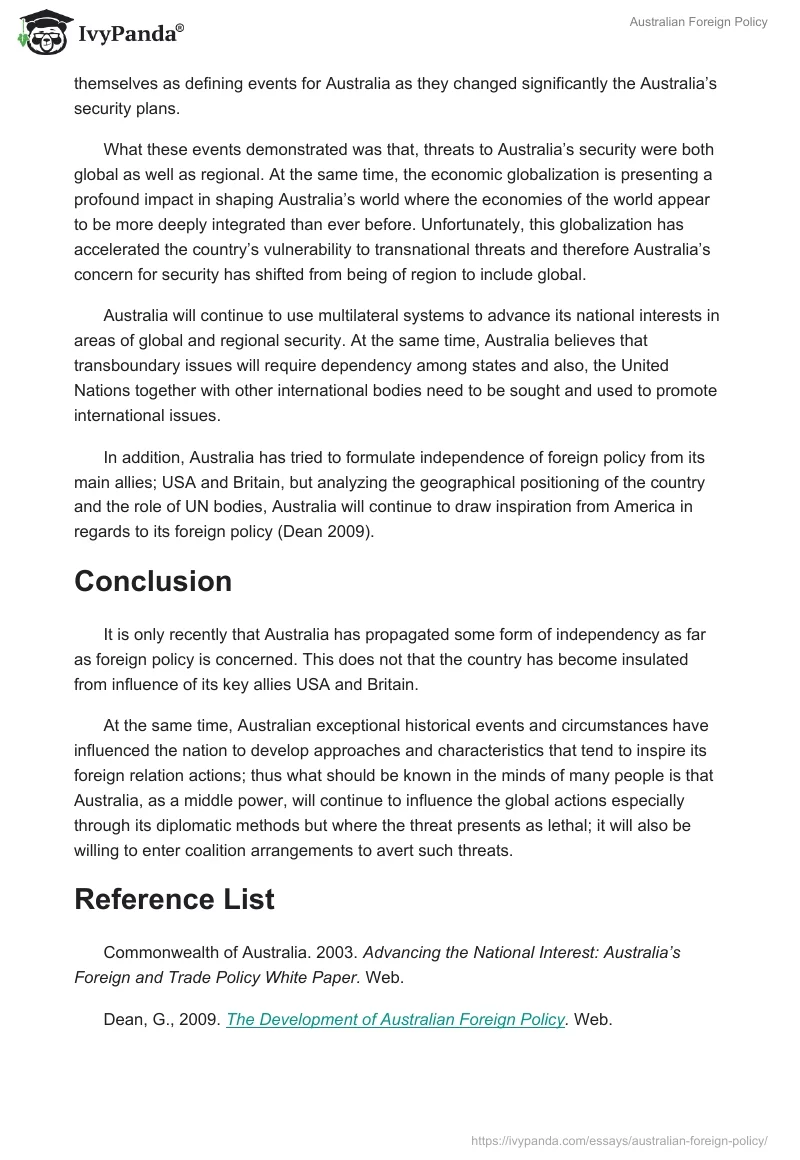 Australian Foreign Policy. Page 5