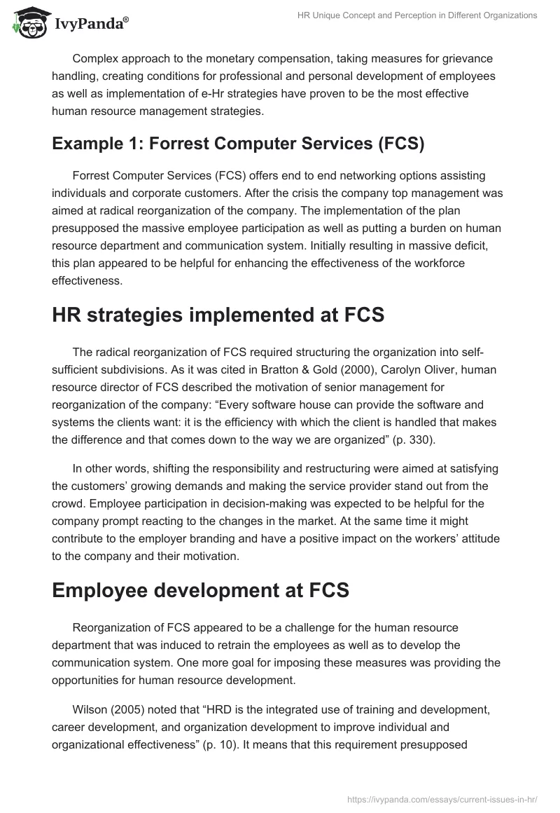 HR Unique Concept and Perception in Different Organizations. Page 2