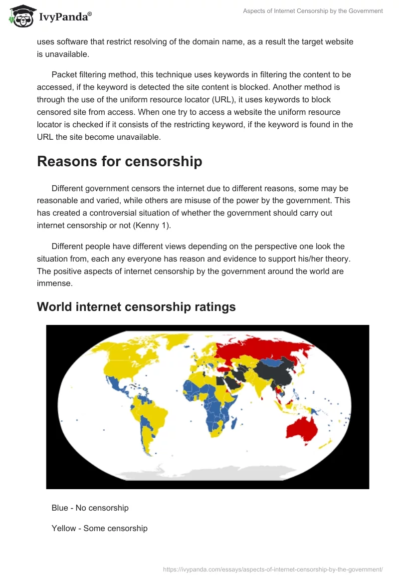 Aspects of Internet Censorship by the Government. Page 2