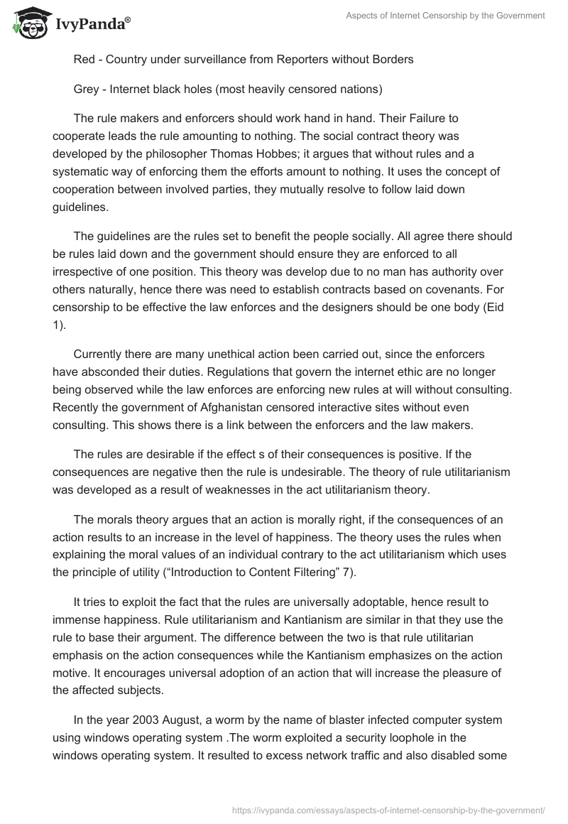 Aspects of Internet Censorship by the Government. Page 3