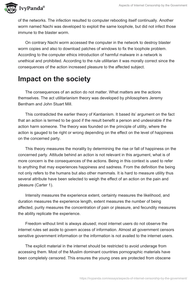 Aspects of Internet Censorship by the Government. Page 4