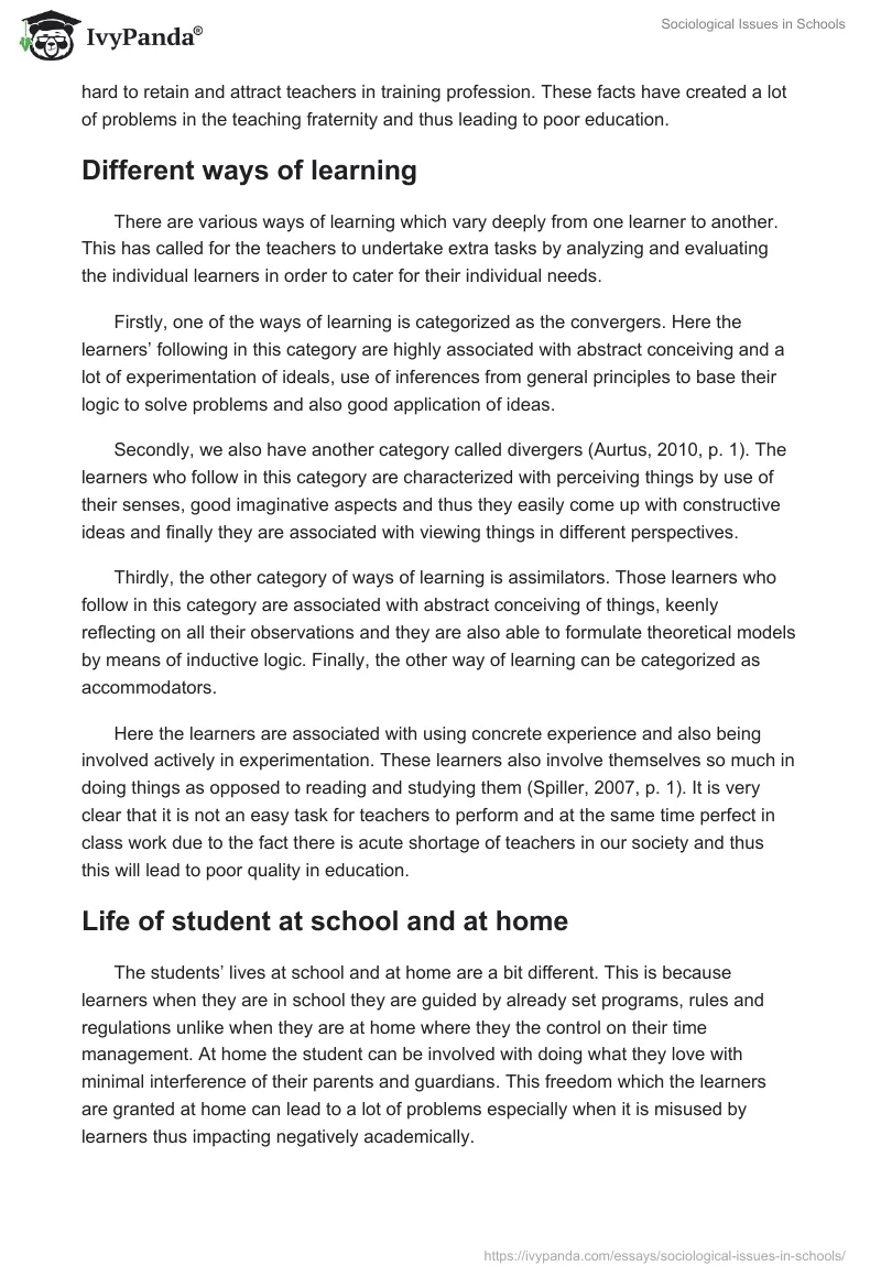 Sociological Issues in Schools. Page 2