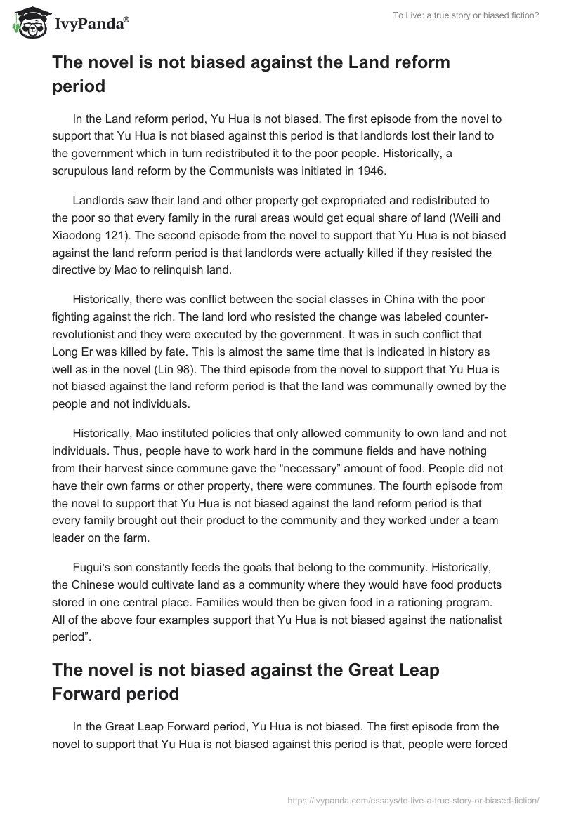 To Live: a true story or biased fiction?. Page 4