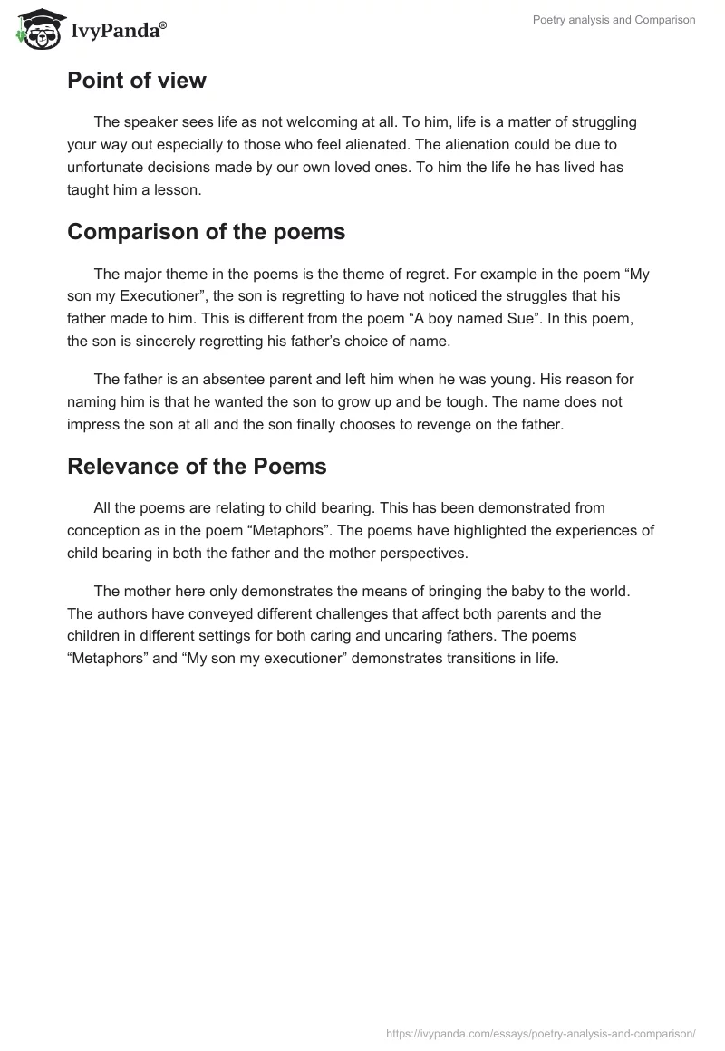 Poetry analysis and Comparison. Page 5
