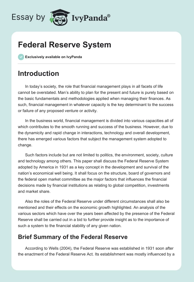 Federal Reserve System. Page 1