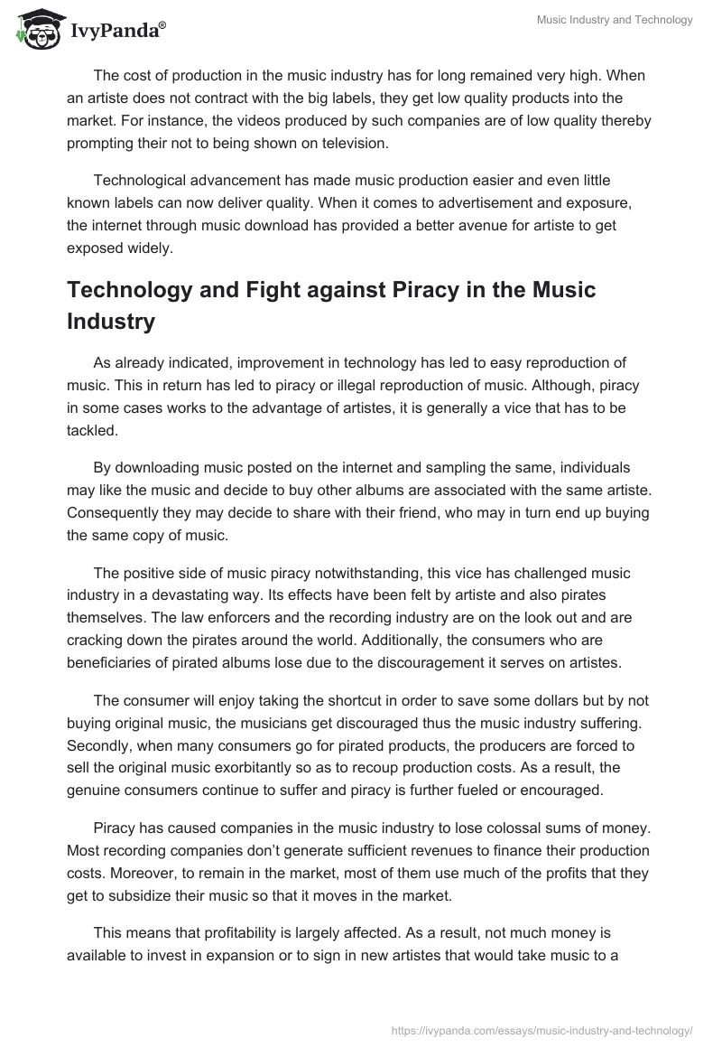 Music Industry and Technology. Page 3