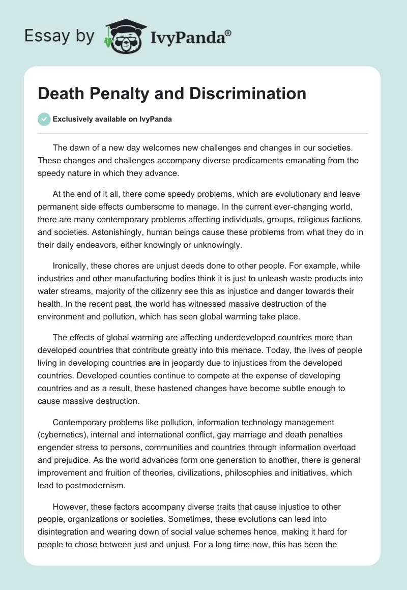 Death Penalty and Discrimination. Page 1