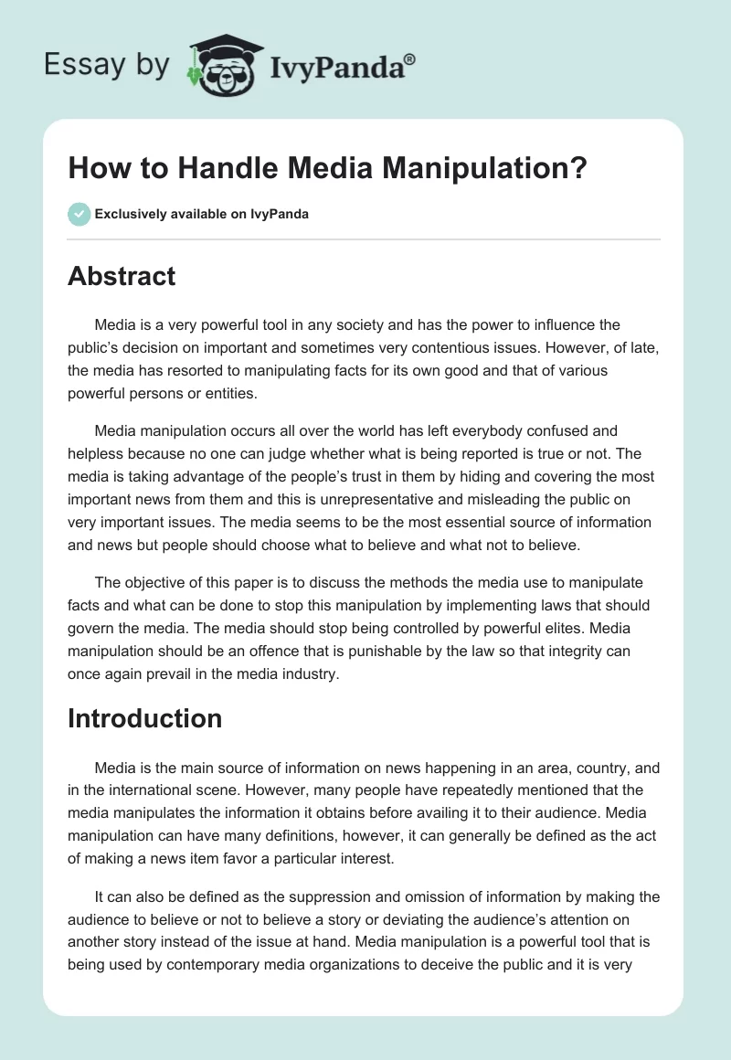 How to Handle Media Manipulation?. Page 1