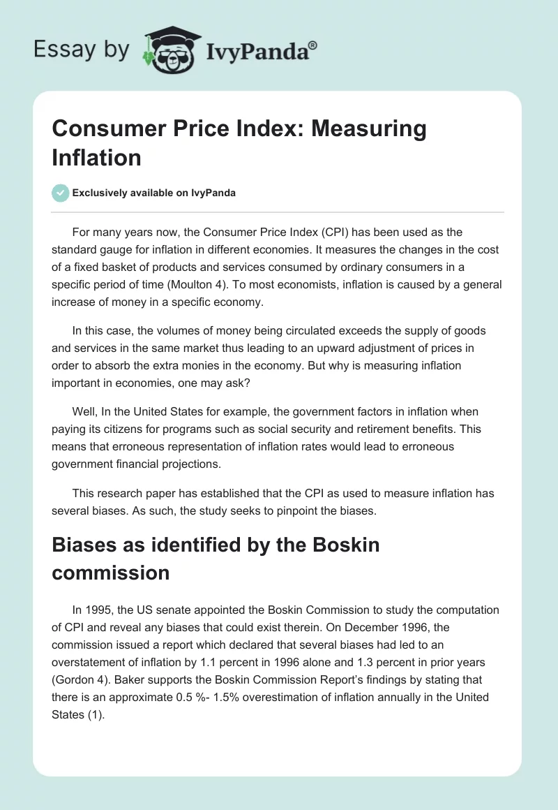 Consumer Price Index: Measuring Inflation. Page 1