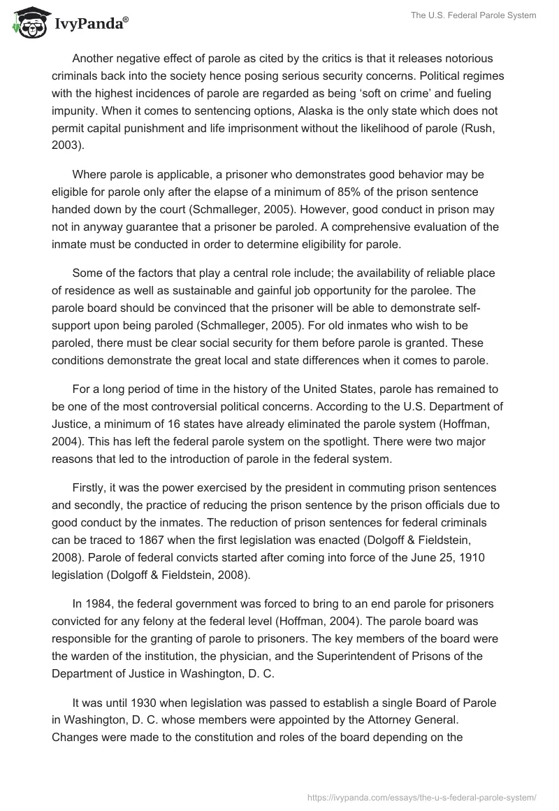The U.S. Federal Parole System. Page 4