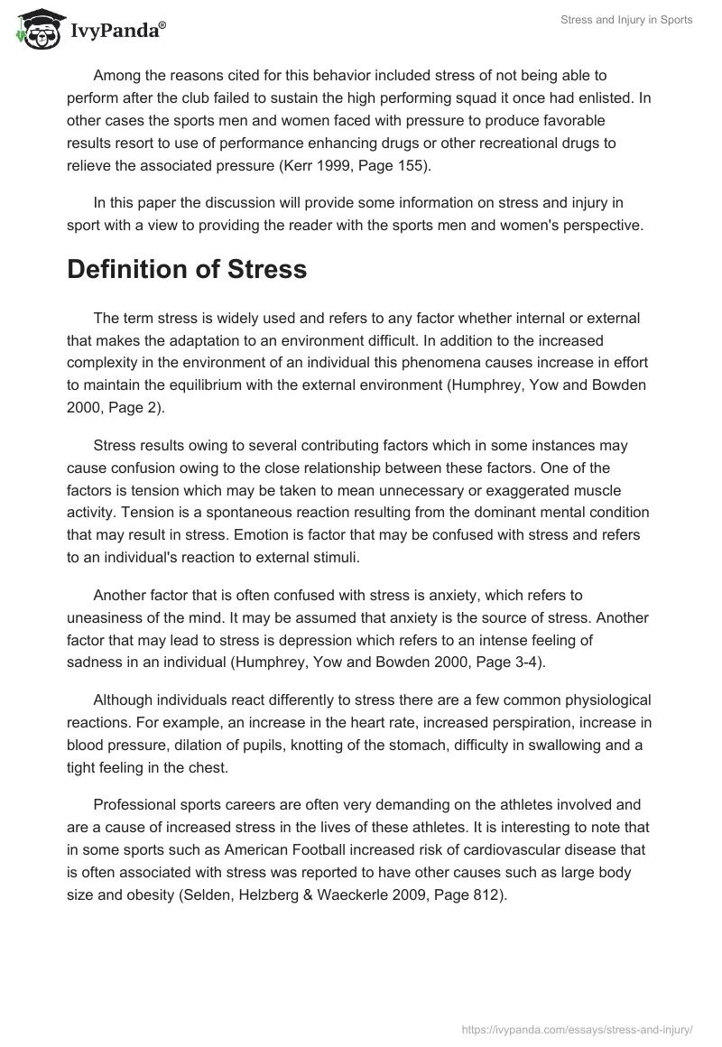 Stress and Injury in Sports. Page 2