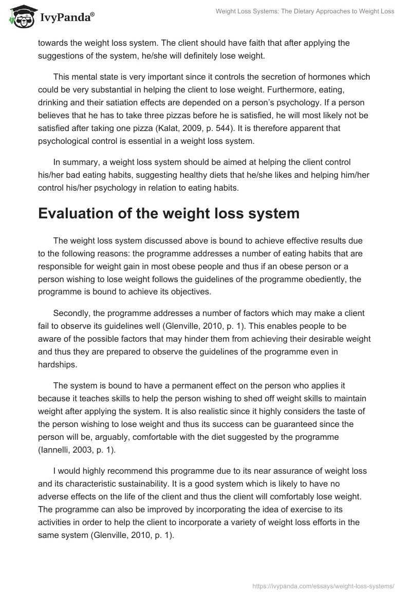 Weight Loss Systems: The Dietary Approaches to Weight Loss. Page 2
