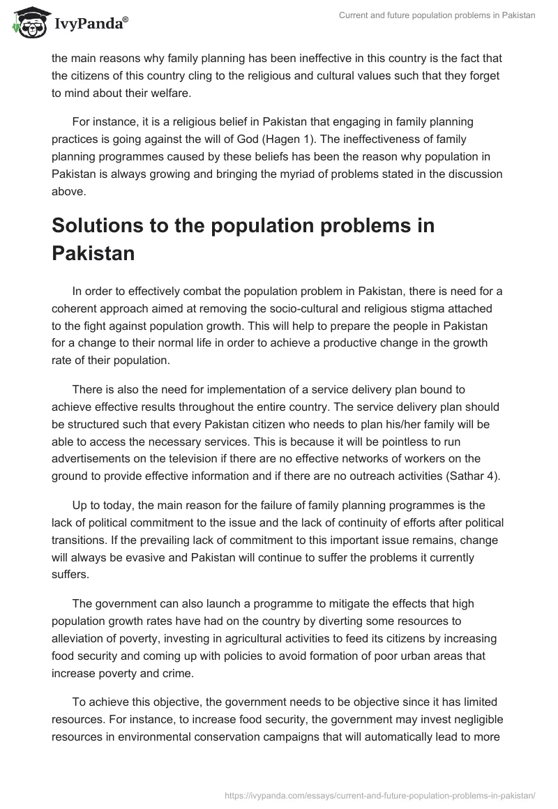 Current and Future Population Problems in Pakistan. Page 4