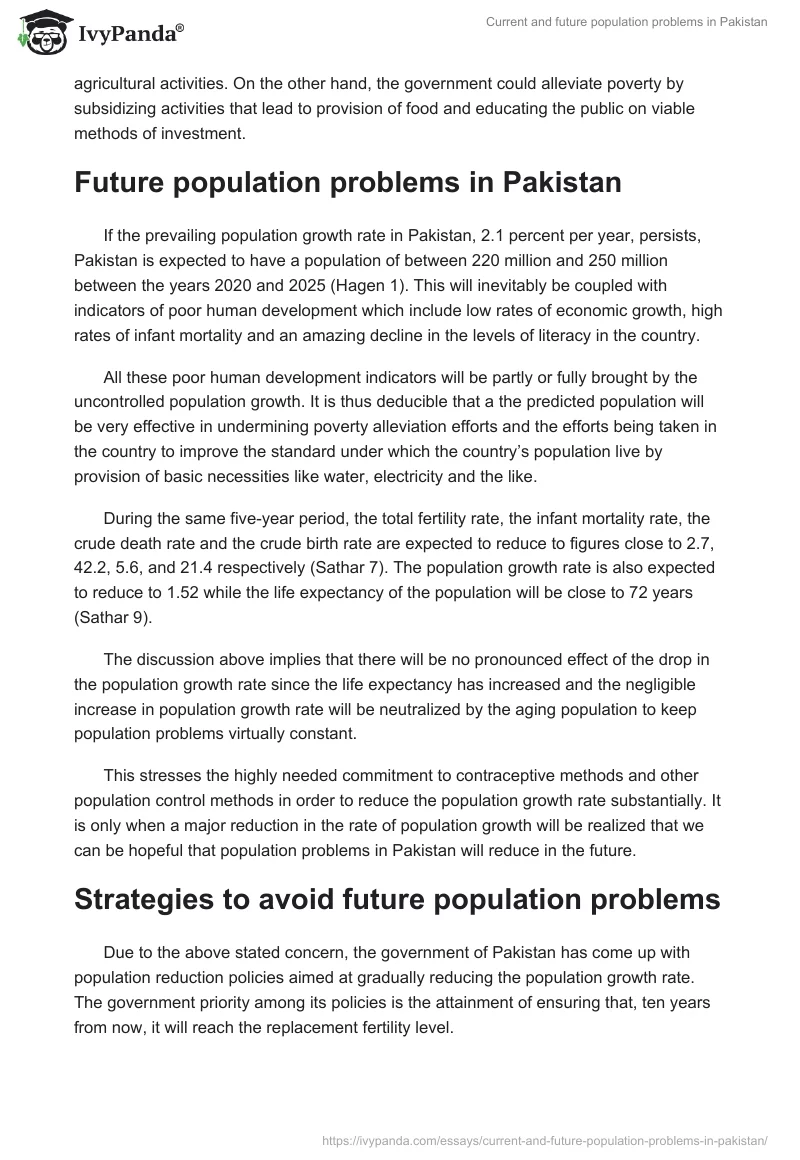 Current and Future Population Problems in Pakistan. Page 5