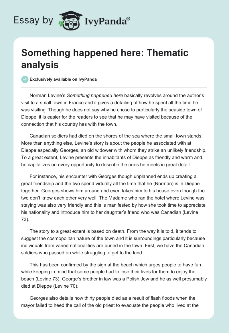 Something happened here: Thematic analysis. Page 1