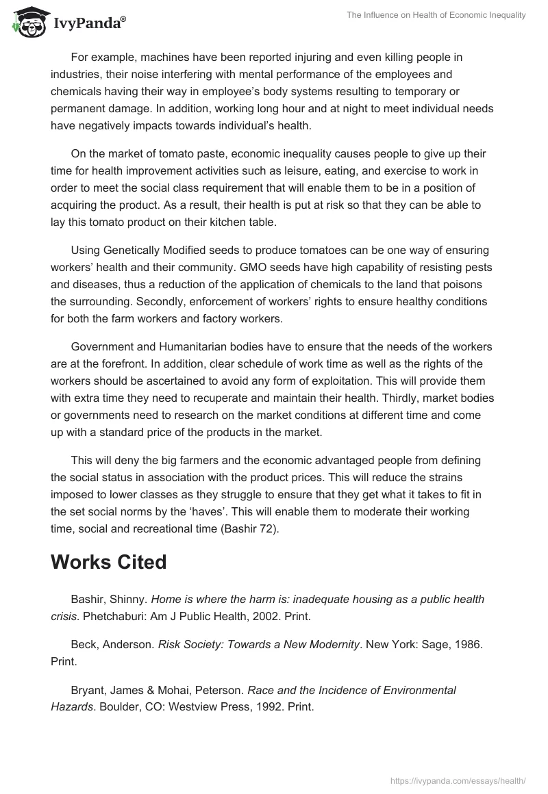 The Influence on Health of Economic Inequality. Page 5