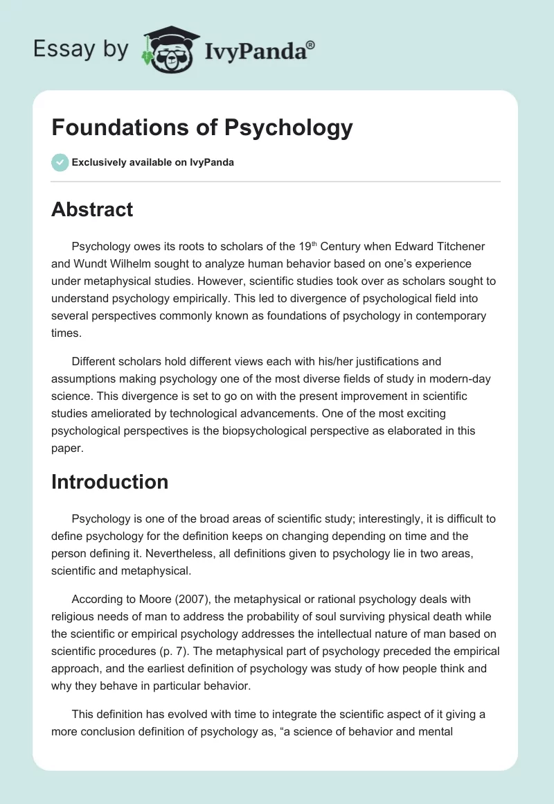 Foundations of Psychology. Page 1