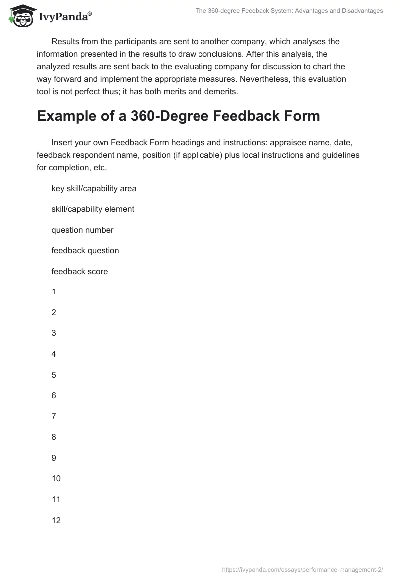 The 360-degree Feedback System: Advantages and Disadvantages . Page 2