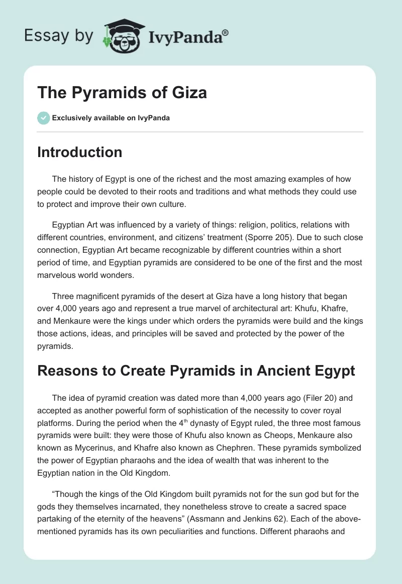 The Pyramids of Giza. Page 1