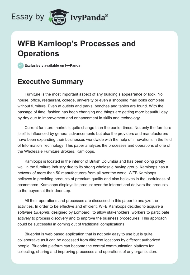 WFB Kamloops Processes and Operations. Page 1