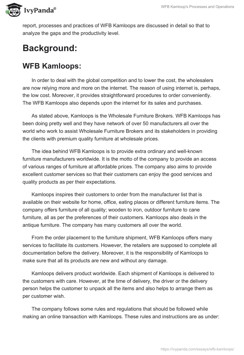 WFB Kamloops Processes and Operations. Page 3