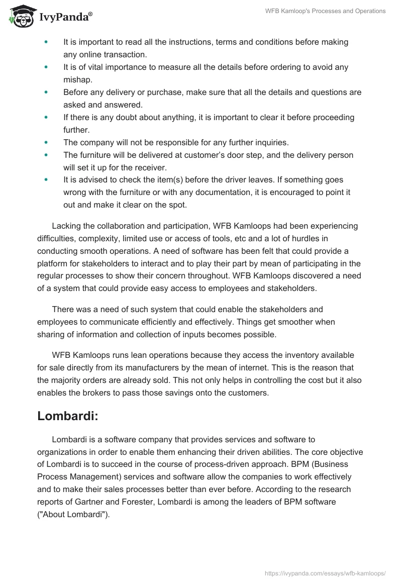 WFB Kamloops Processes and Operations. Page 4