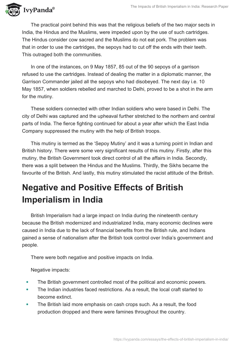 The Impacts of British Imperialism in India: Research Paper. Page 3