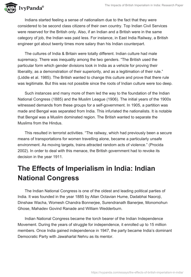 The Impacts of British Imperialism in India: Research Paper. Page 5