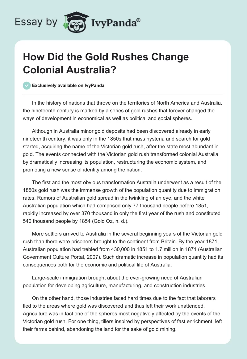 How Did the Gold Rushes Change Colonial Australia?. Page 1