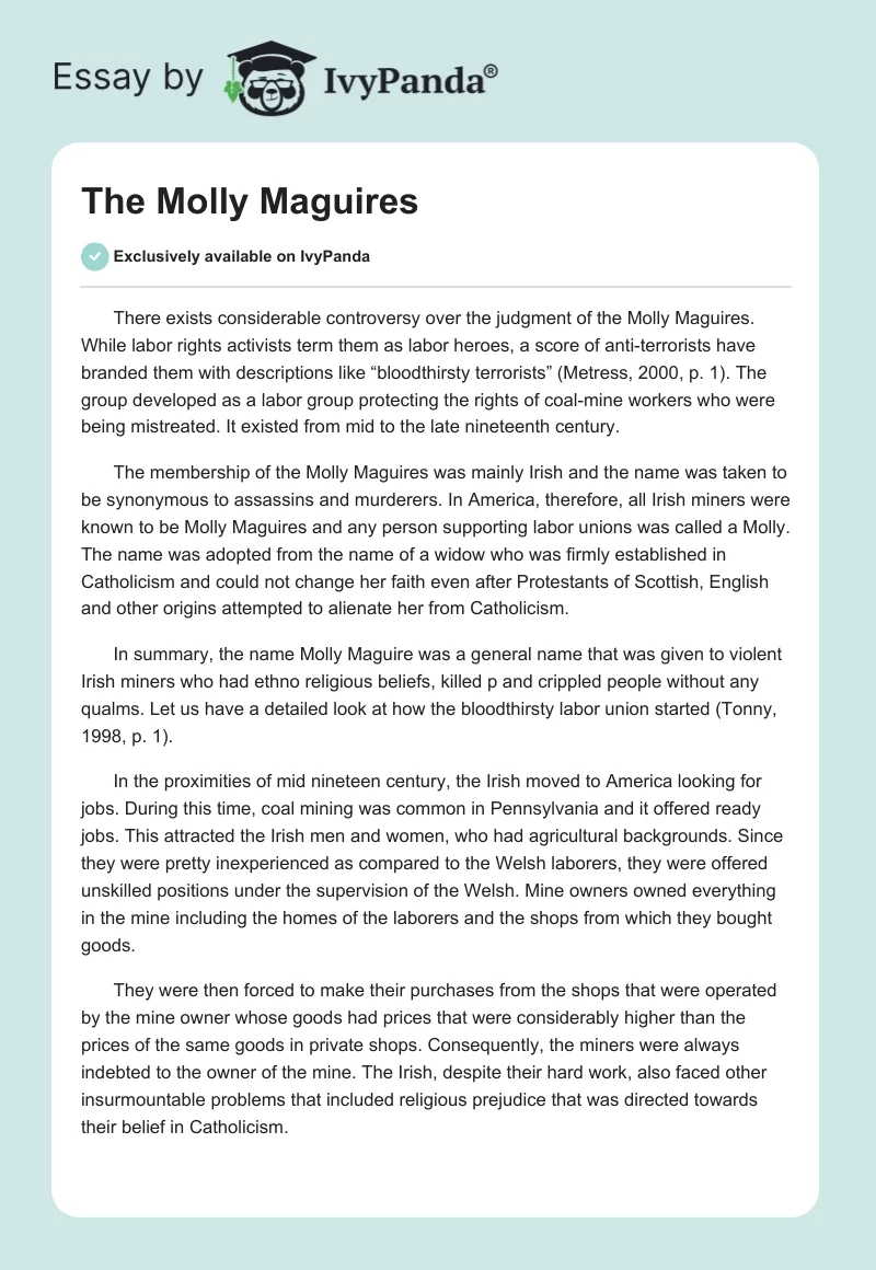 The Molly Maguires. Page 1