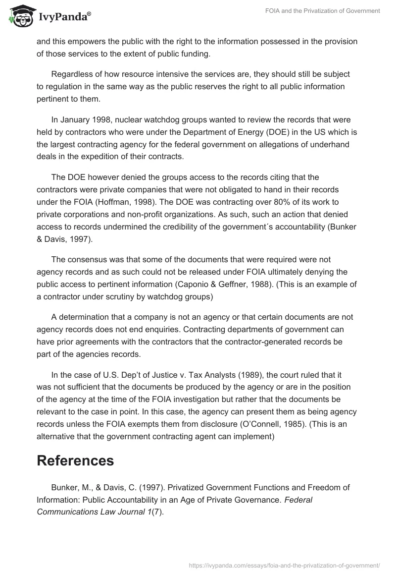 FOIA and the Privatization of Government. Page 2