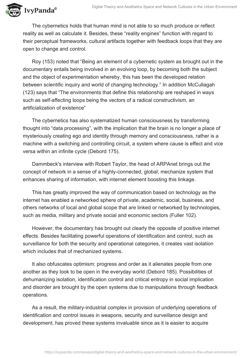 Digital Theory and Aesthetics Space and Network Cultures in the Urban Environment. Page 2