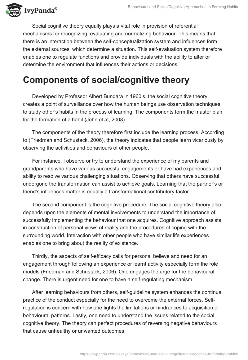 Behavioural and Social/Cognitive Approaches to Forming Habits. Page 3