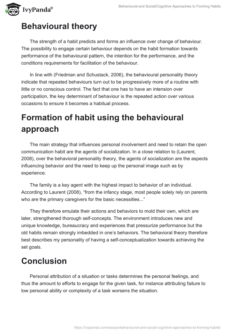 Behavioural and Social/Cognitive Approaches to Forming Habits. Page 4