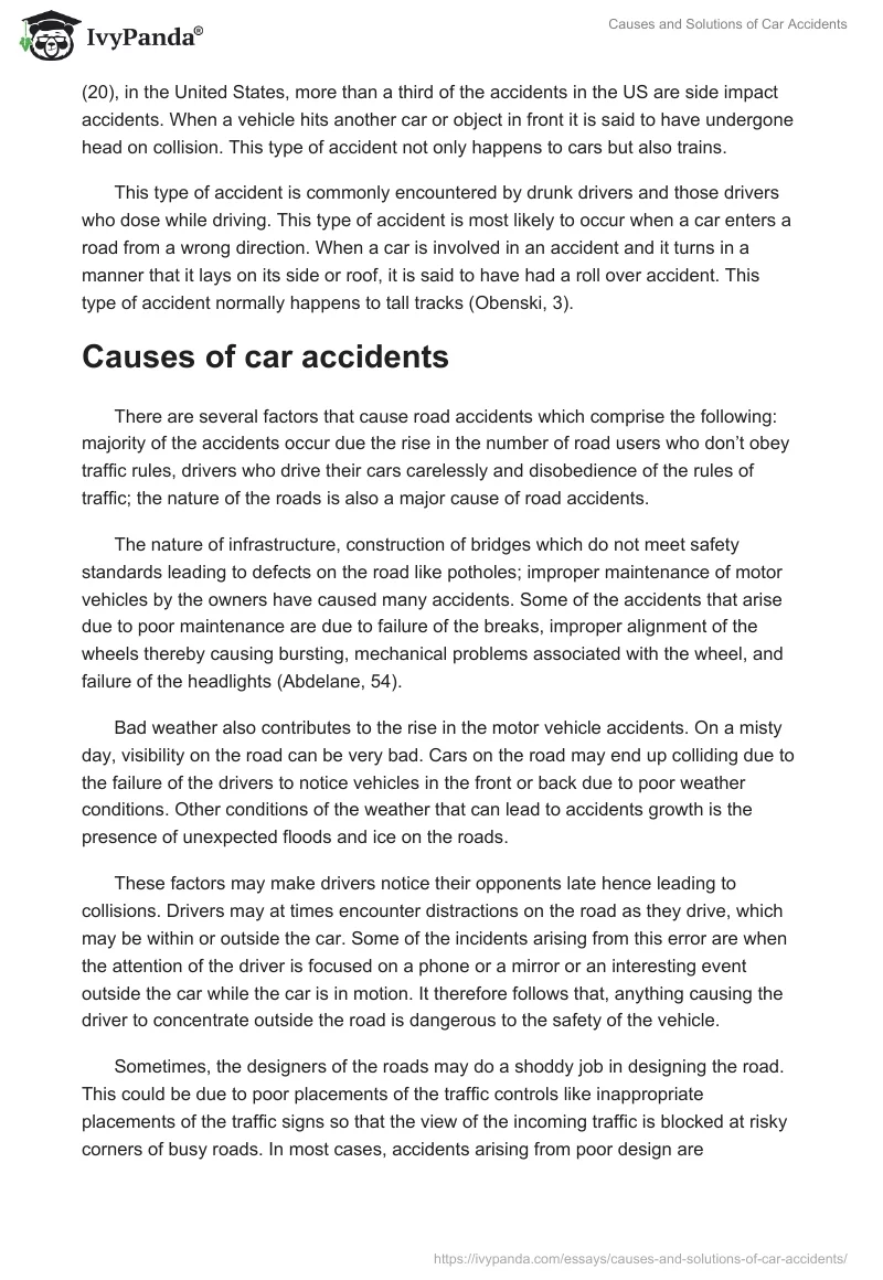 Causes and Solutions of Car Accidents. Page 2