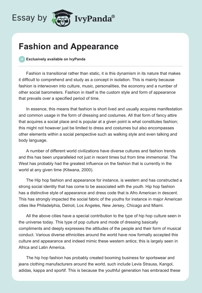 Fashion and Appearance. Page 1