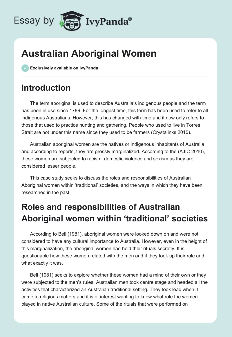 Australian Aboriginal Women. Page 1