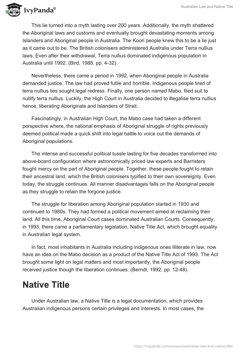 Australian Law and Native Title. Page 3