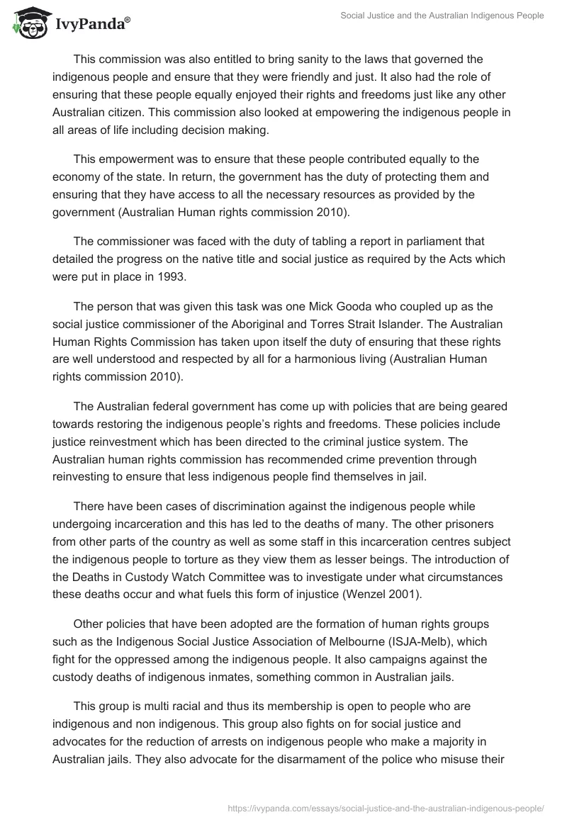 Social Justice and the Australian Indigenous People. Page 2