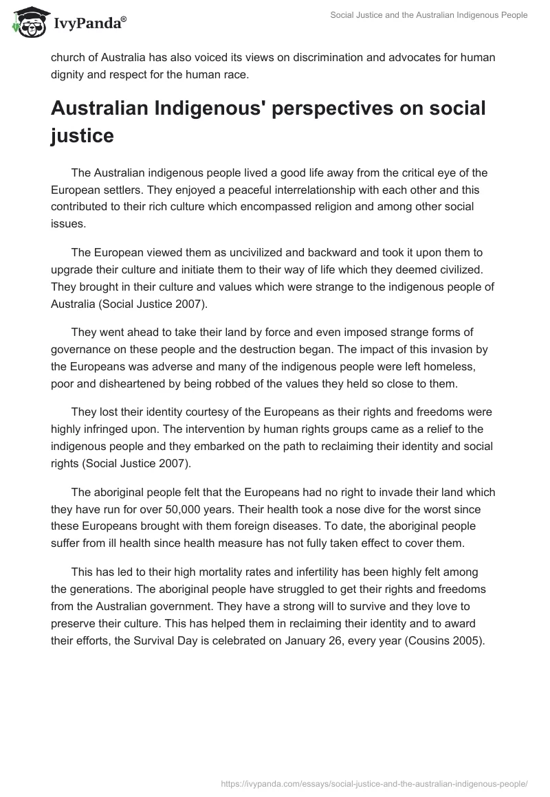 Social Justice and the Australian Indigenous People. Page 4