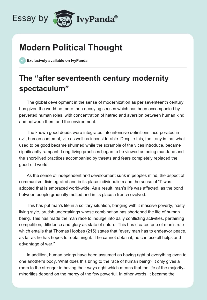 Modern Political Thought. Page 1