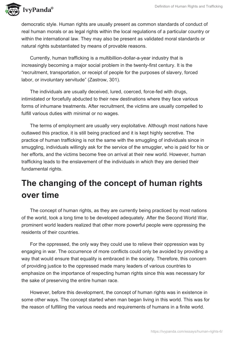Definition of Human Rights and Trafficking. Page 2