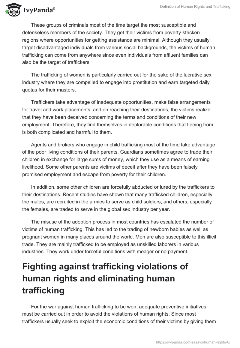 Definition of Human Rights and Trafficking. Page 5