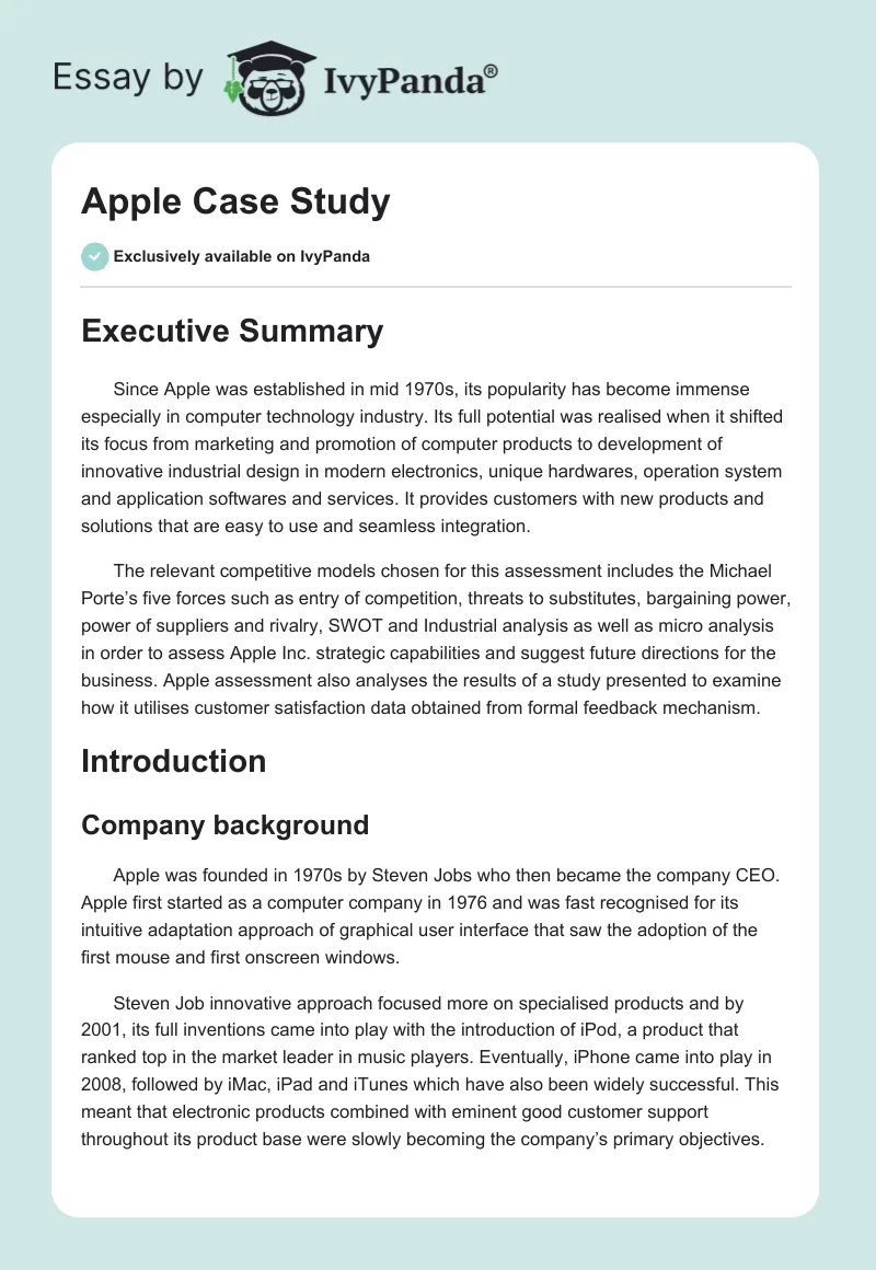 Apple Case Study. Page 1