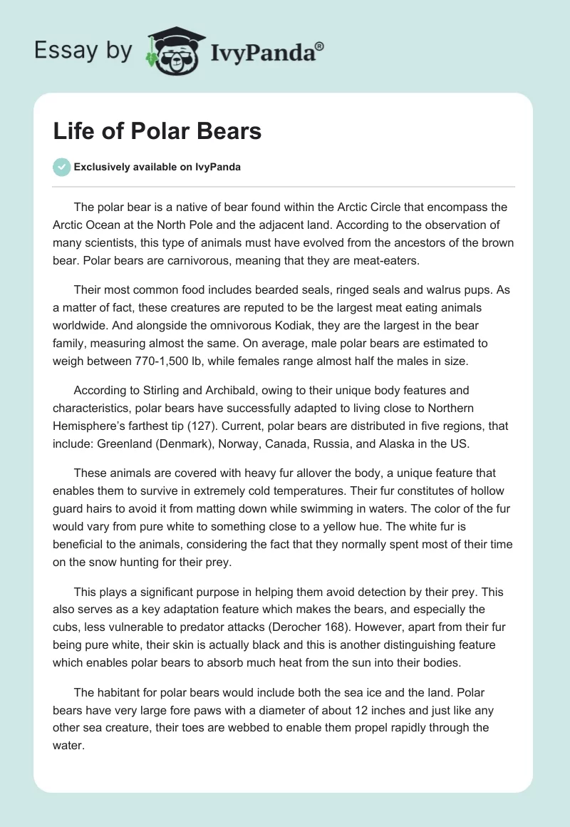 Life of Polar Bears. Page 1
