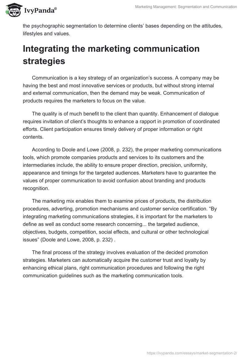 Marketing Management: Segmentation and Communication. Page 3