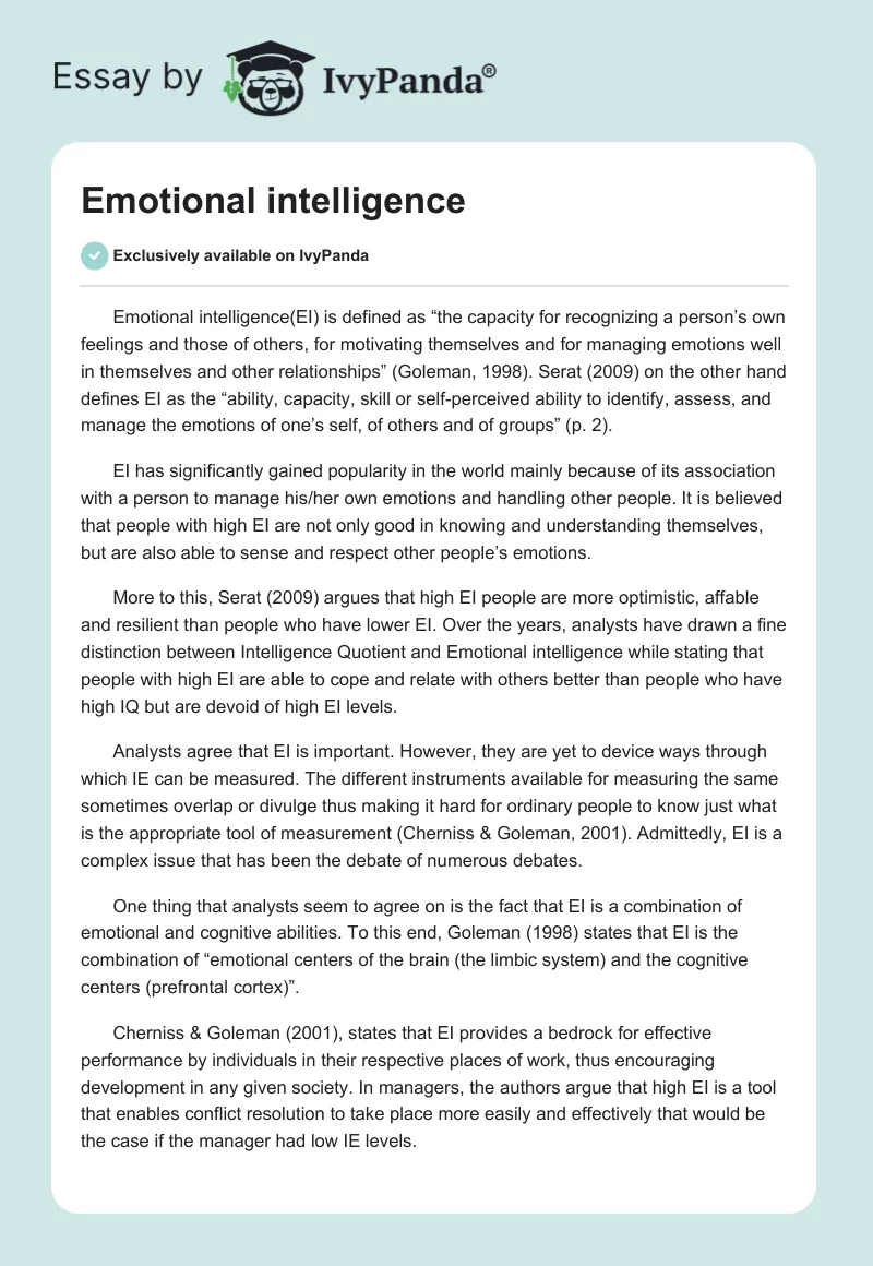 Emotional Intelligence. Page 1