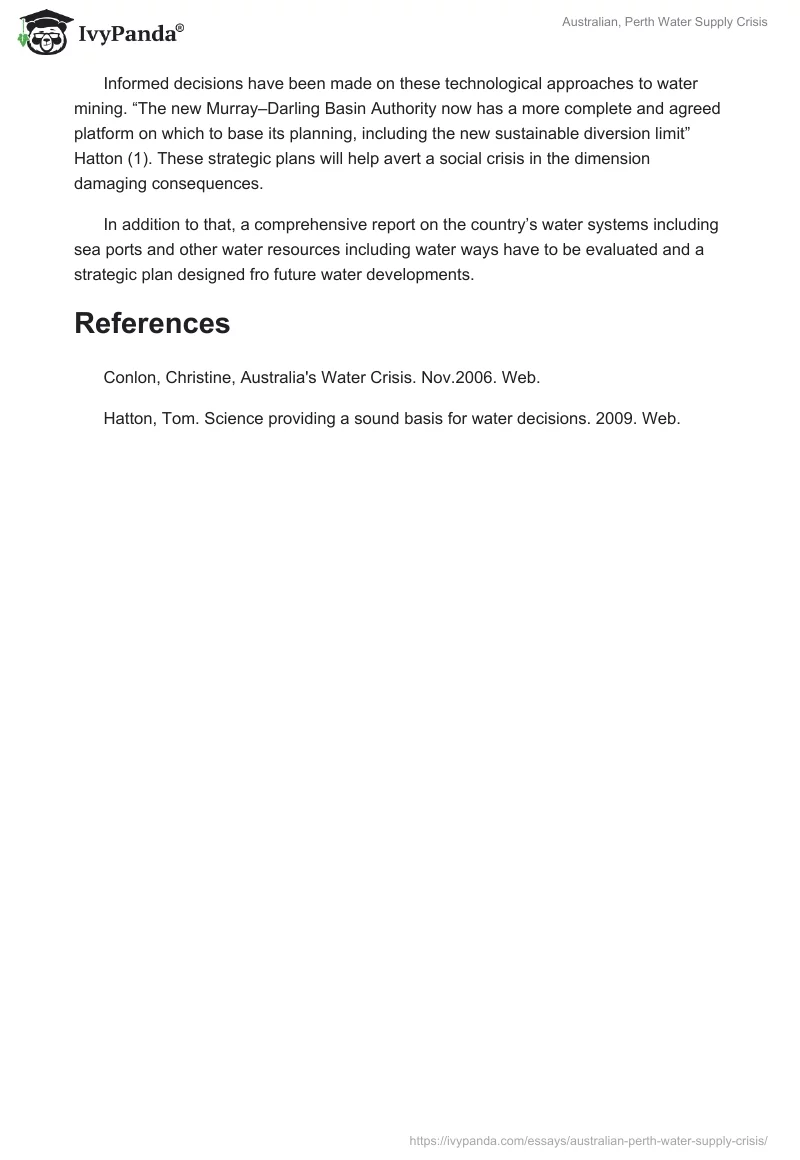 Australian, Perth Water Supply Crisis. Page 5