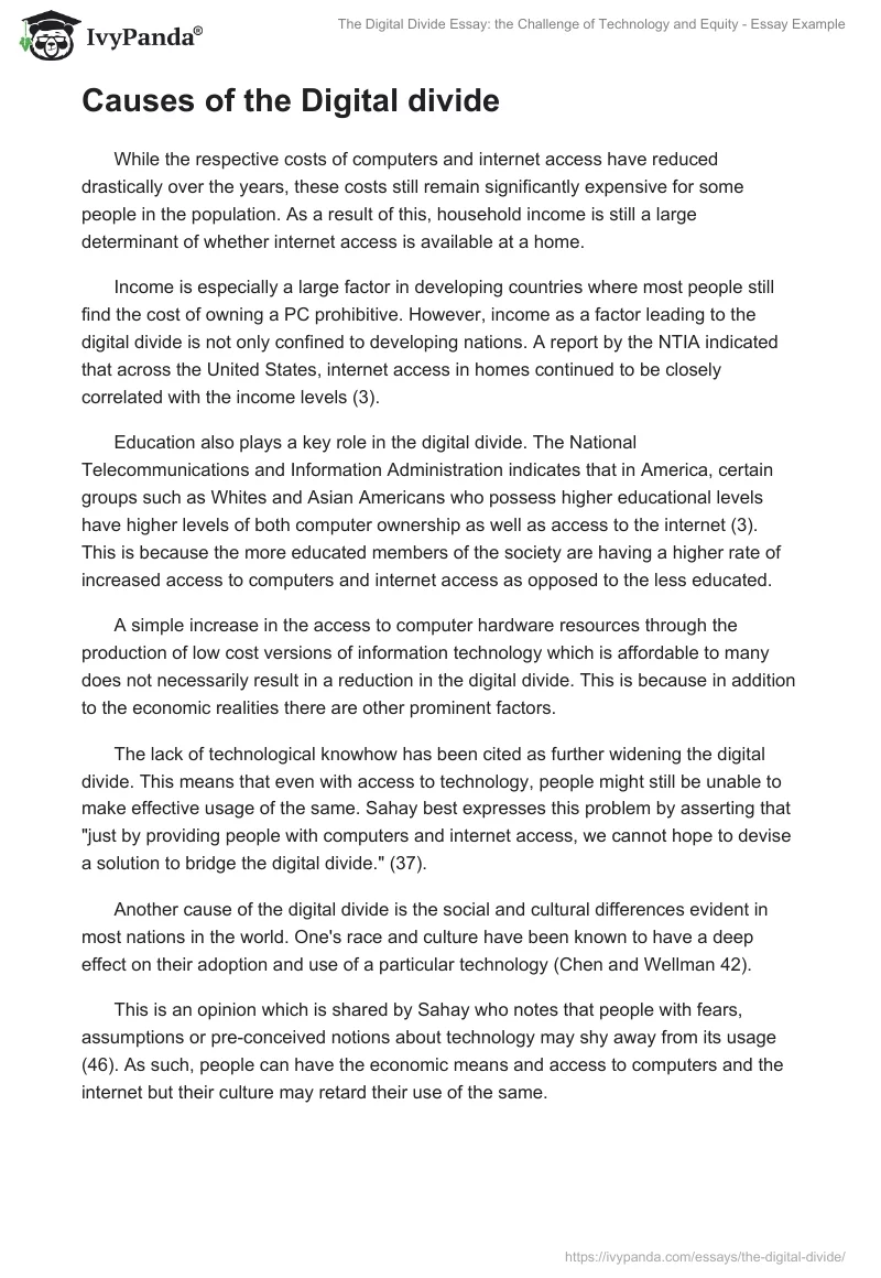 The Digital Divide Essay: the Challenge of Technology and Equity - Essay Example. Page 2